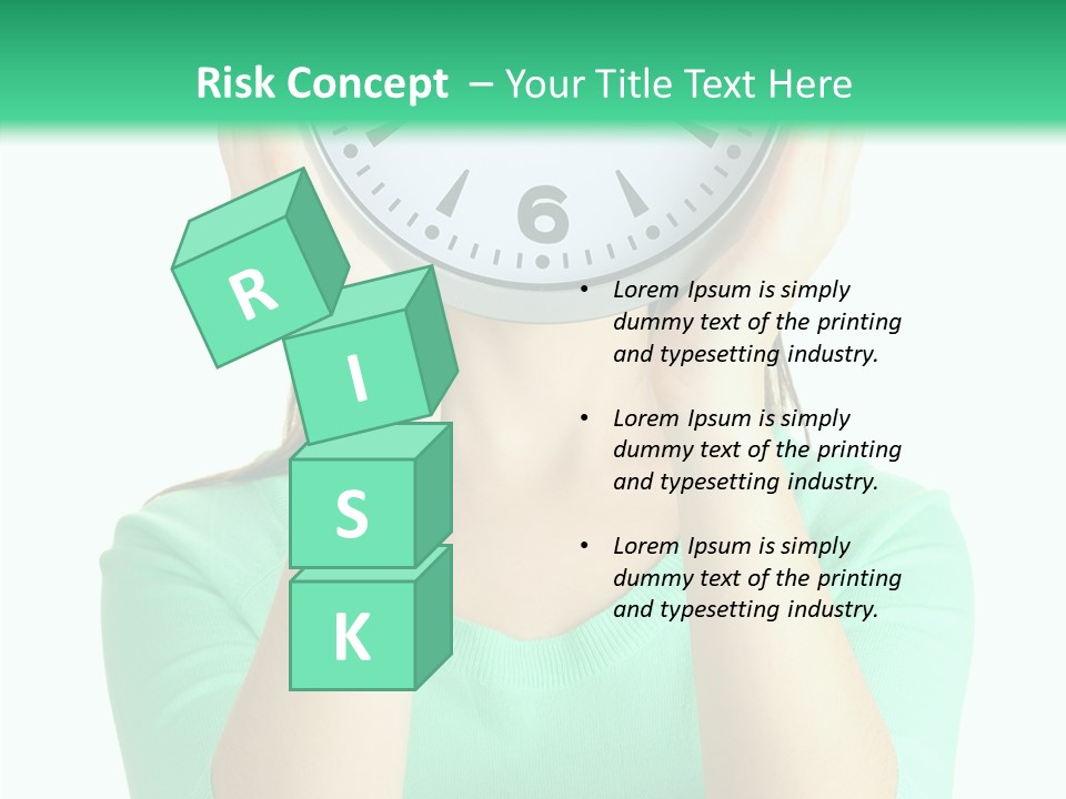 A Woman Covering Her Face With A Clock PowerPoint Template