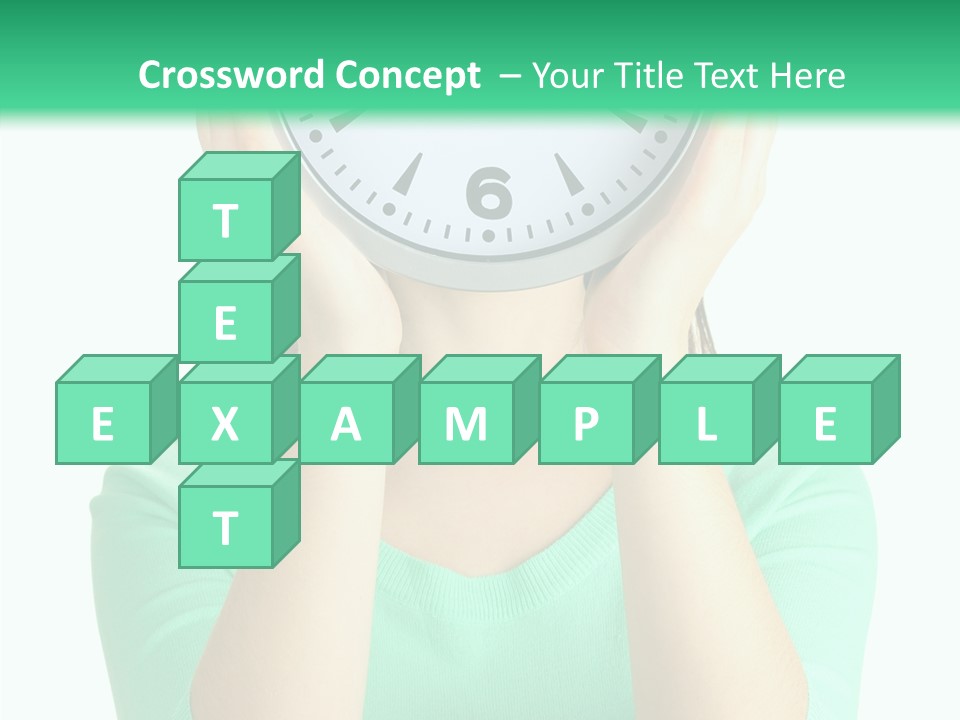 A Woman Covering Her Face With A Clock PowerPoint Template