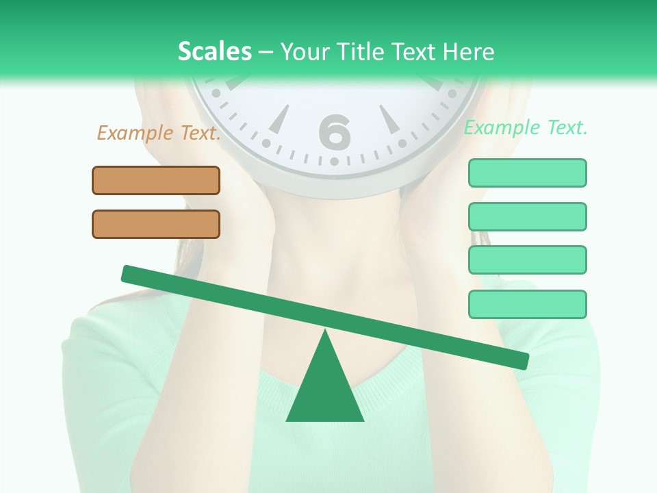 A Woman Covering Her Face With A Clock PowerPoint Template