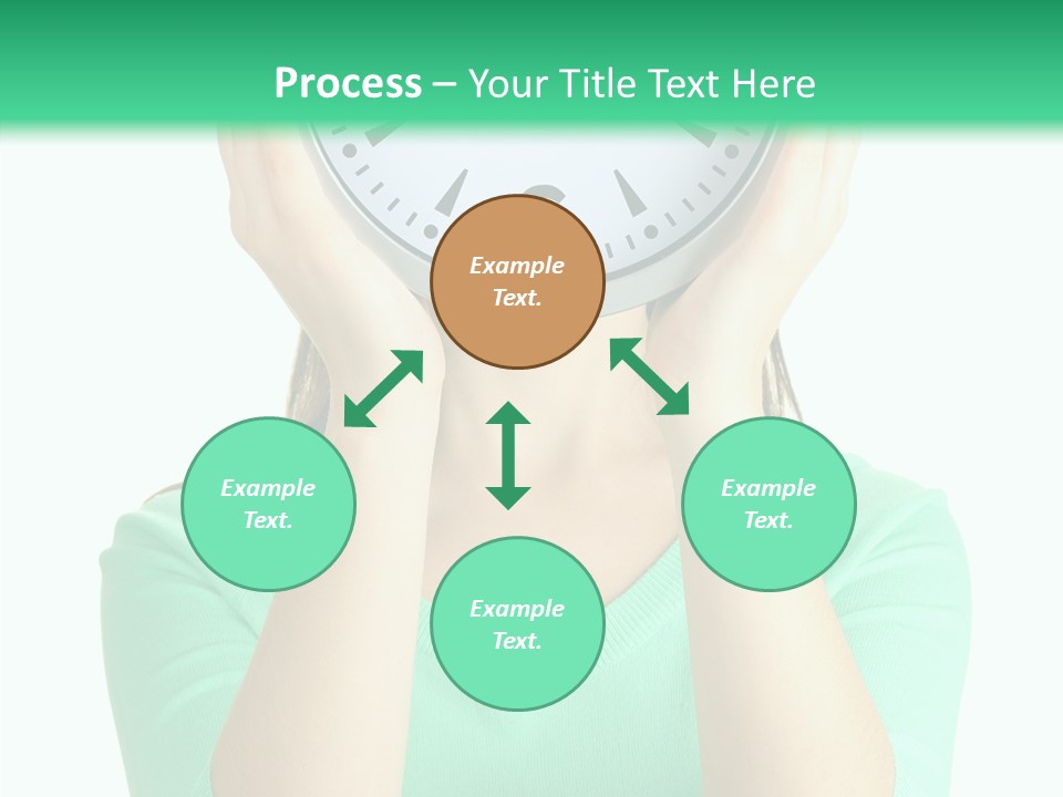 A Woman Covering Her Face With A Clock PowerPoint Template