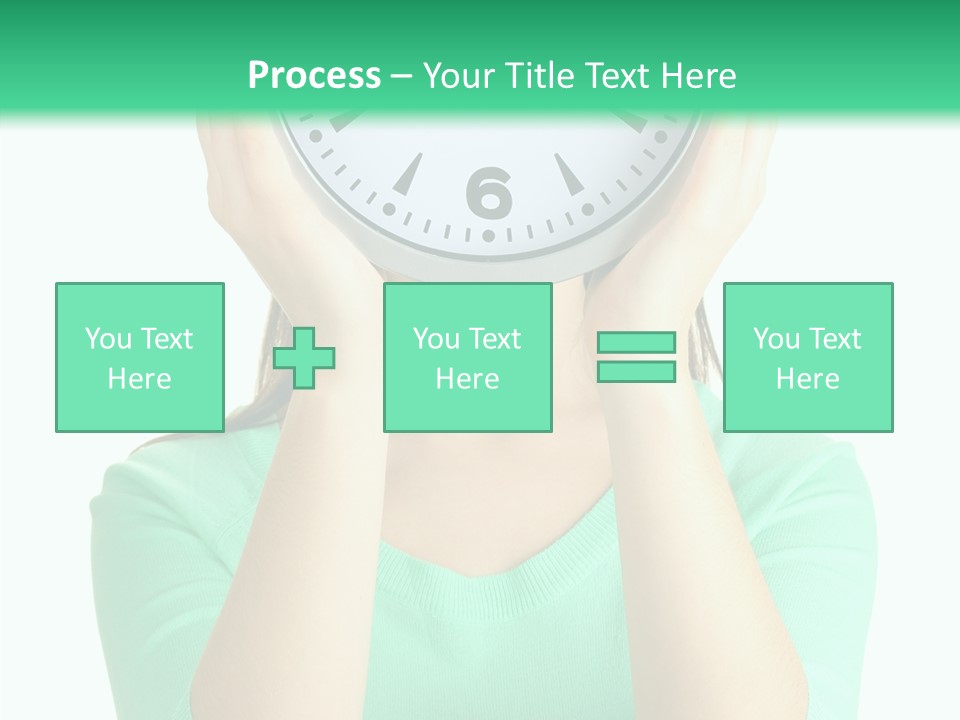 A Woman Covering Her Face With A Clock PowerPoint Template