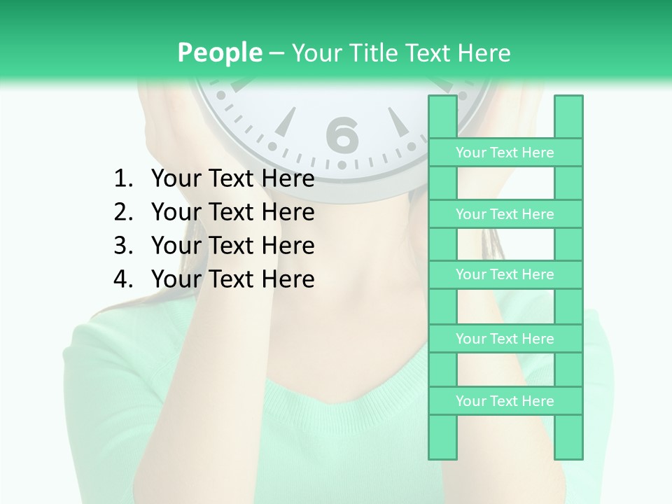 A Woman Covering Her Face With A Clock PowerPoint Template