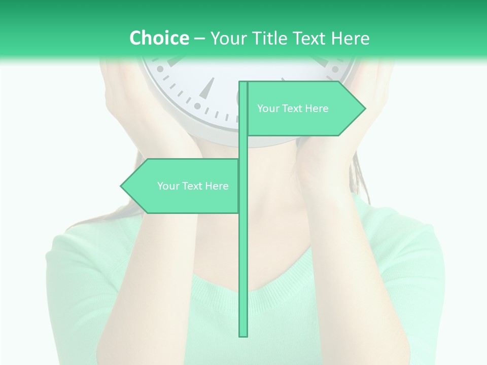 A Woman Covering Her Face With A Clock PowerPoint Template