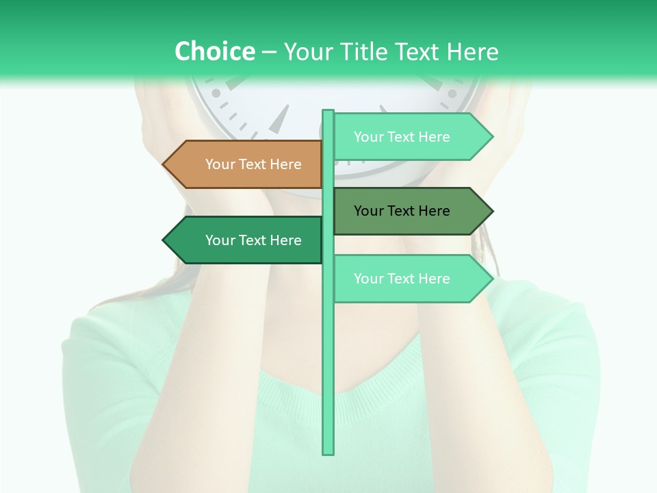 A Woman Covering Her Face With A Clock PowerPoint Template