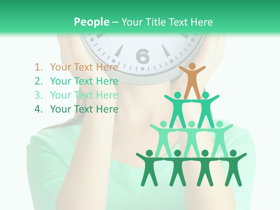 A Woman Covering Her Face With A Clock PowerPoint Template