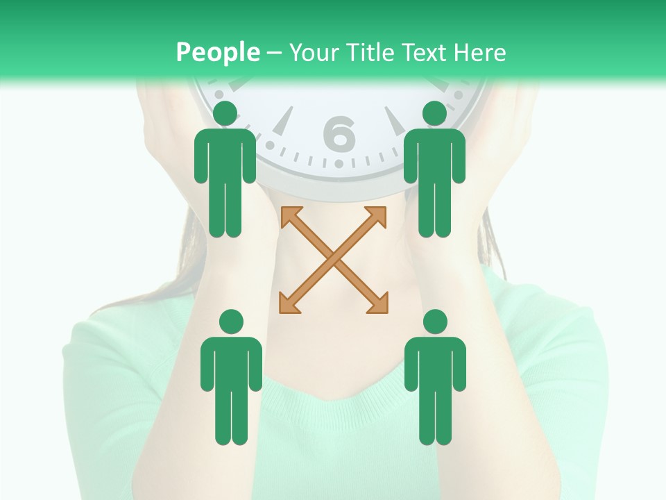 A Woman Covering Her Face With A Clock PowerPoint Template
