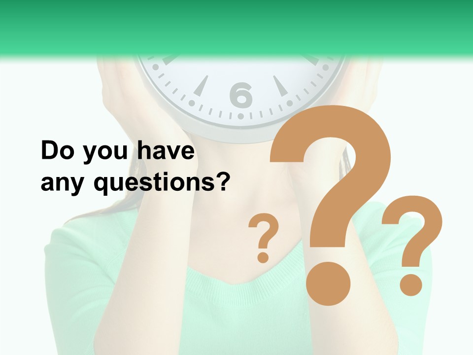 A Woman Covering Her Face With A Clock PowerPoint Template