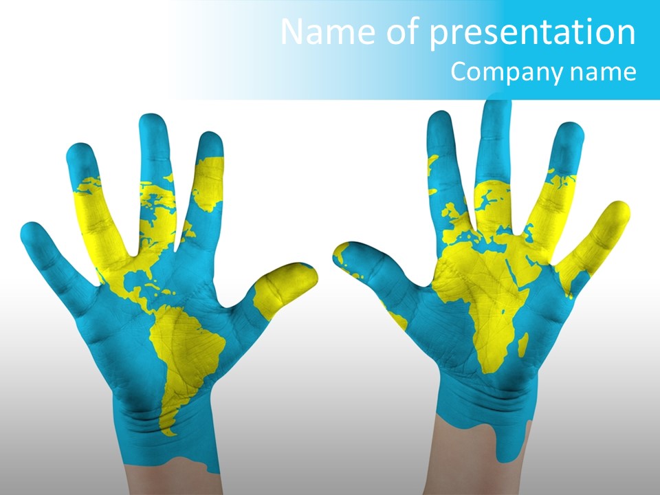 Green Cupped Hands Cartography PowerPoint Template