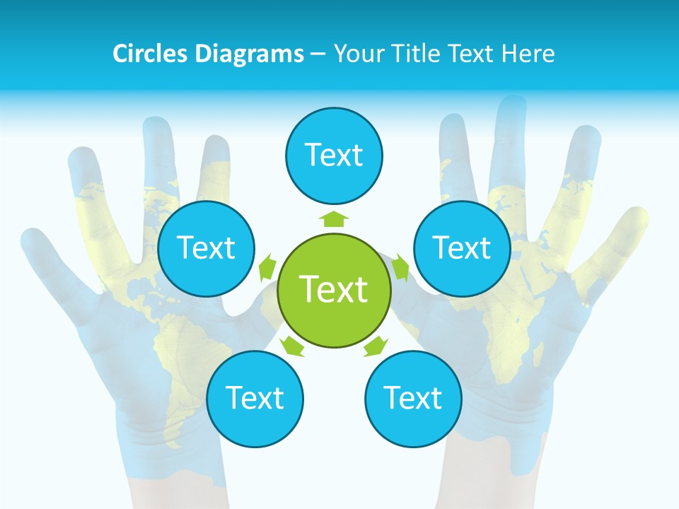 Green Cupped Hands Cartography PowerPoint Template