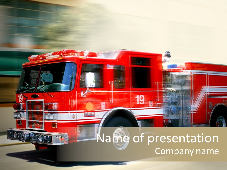 Safety Firetruck Blur PowerPoint Template