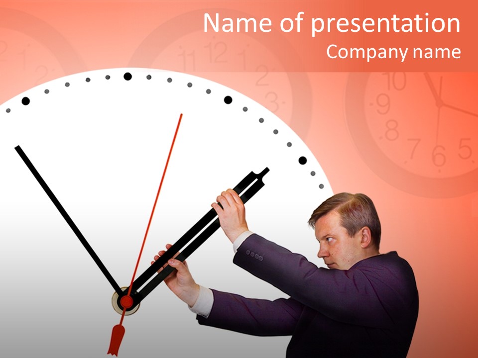 Businessman Person Clock Face PowerPoint Template