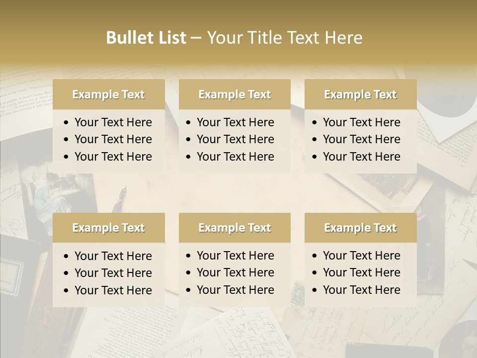 Correspondence Words Memories PowerPoint Template