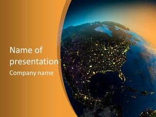 United States At Night PowerPoint Template