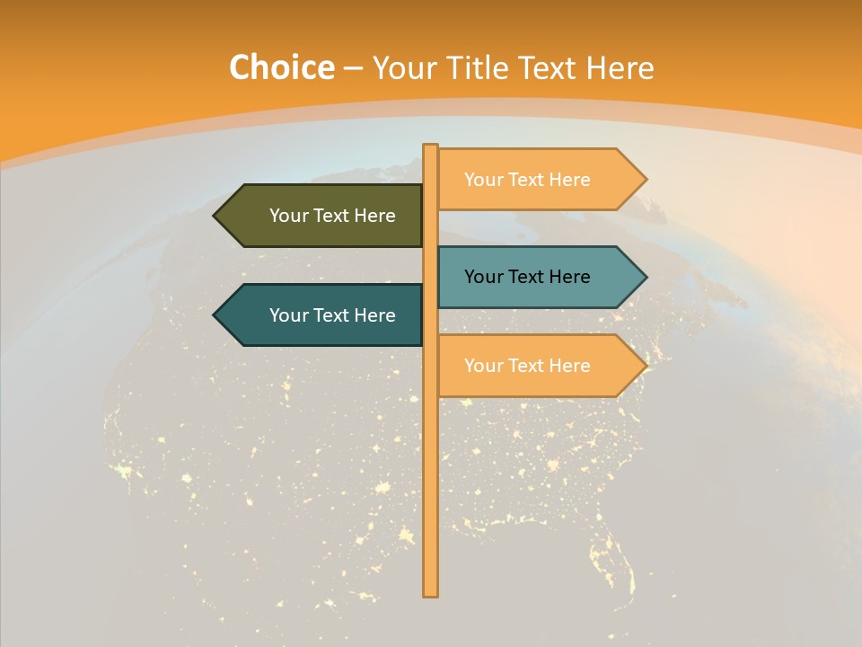 United States At Night PowerPoint Template