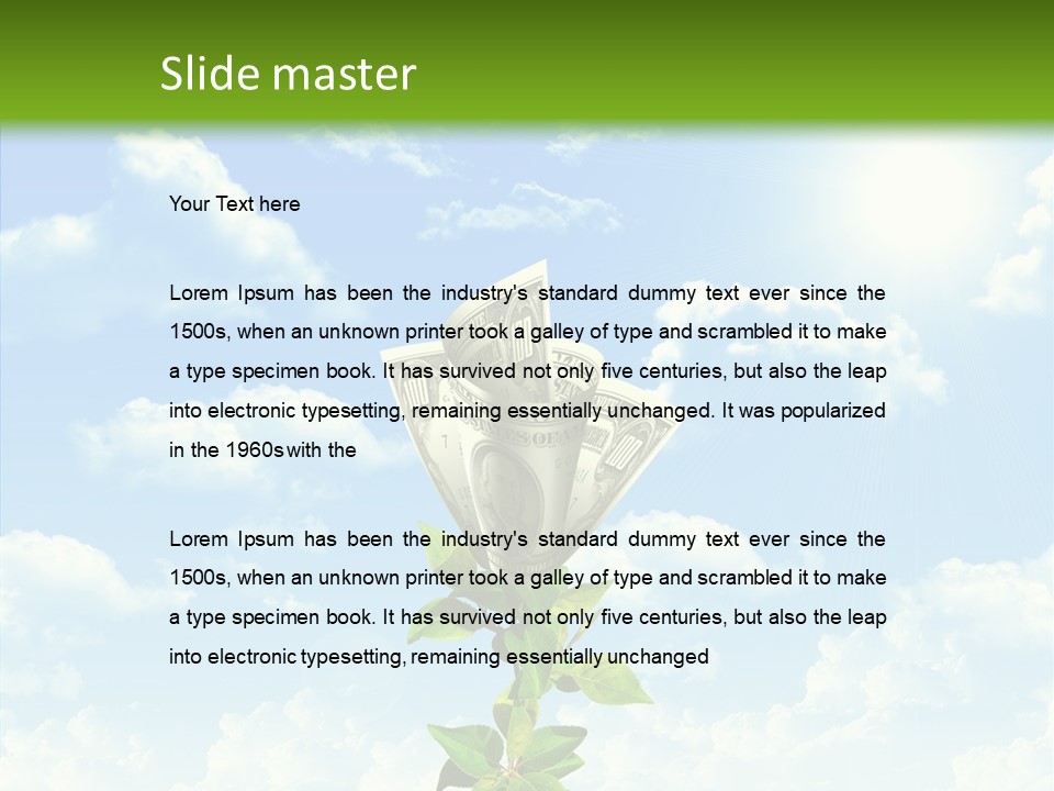 Leaf Currency Wealth PowerPoint Template