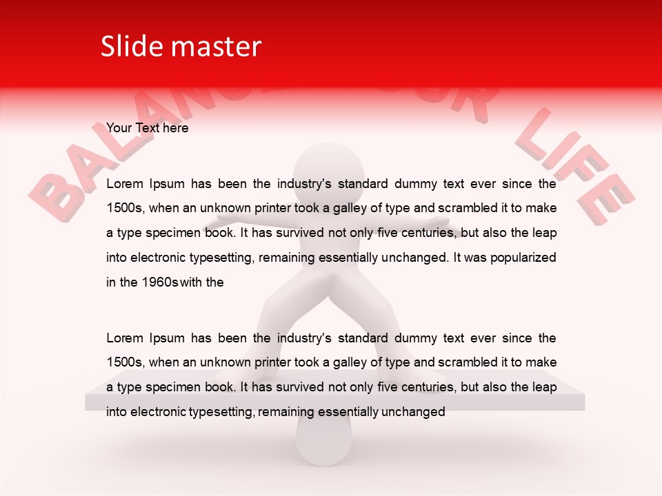 A Person Standing On Top Of A Table With The Words Balance Your Life PowerPoint Template
