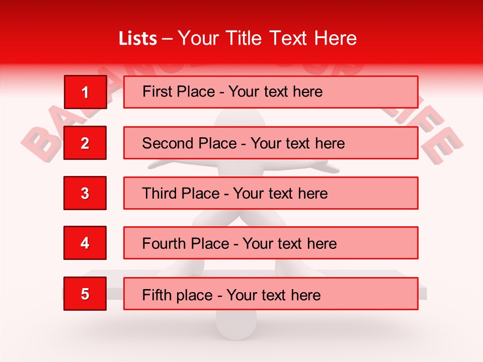 A Person Standing On Top Of A Table With The Words Balance Your Life PowerPoint Template