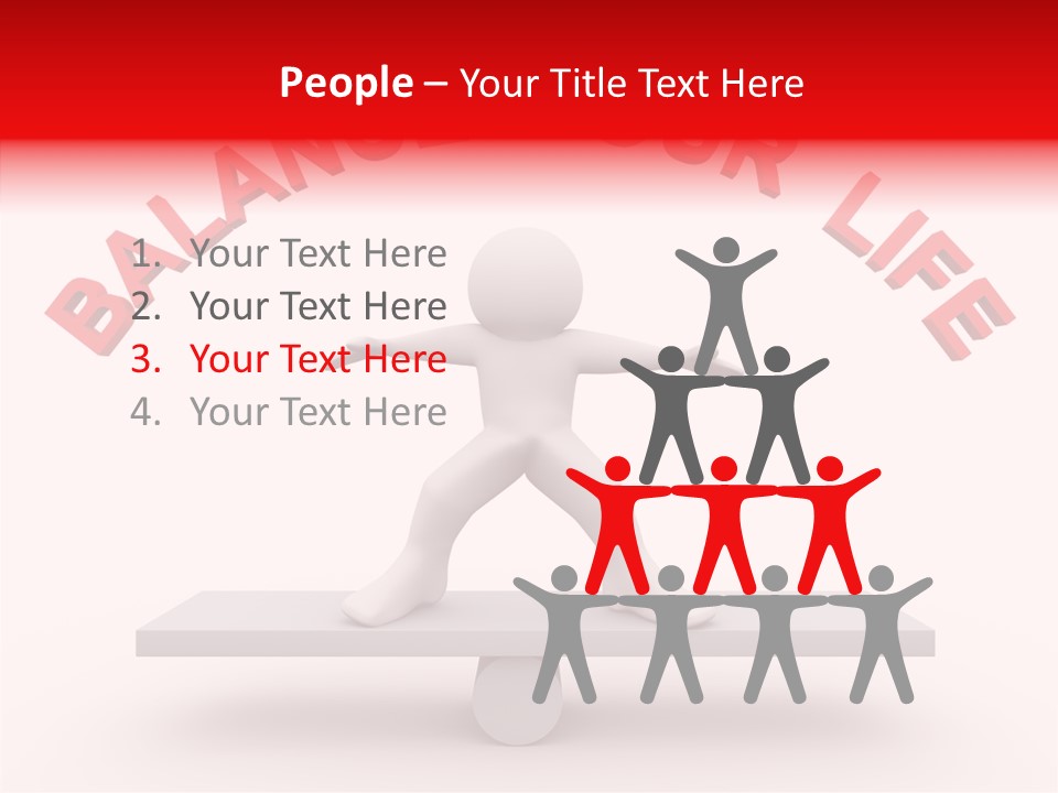 A Person Standing On Top Of A Table With The Words Balance Your Life PowerPoint Template