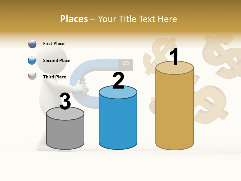 A Person Pushing A Magnet With Dollar Signs Coming Out Of It PowerPoint Template