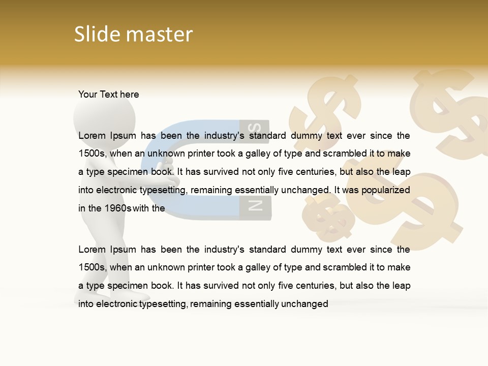 A Person Pushing A Magnet With Dollar Signs Coming Out Of It PowerPoint Template