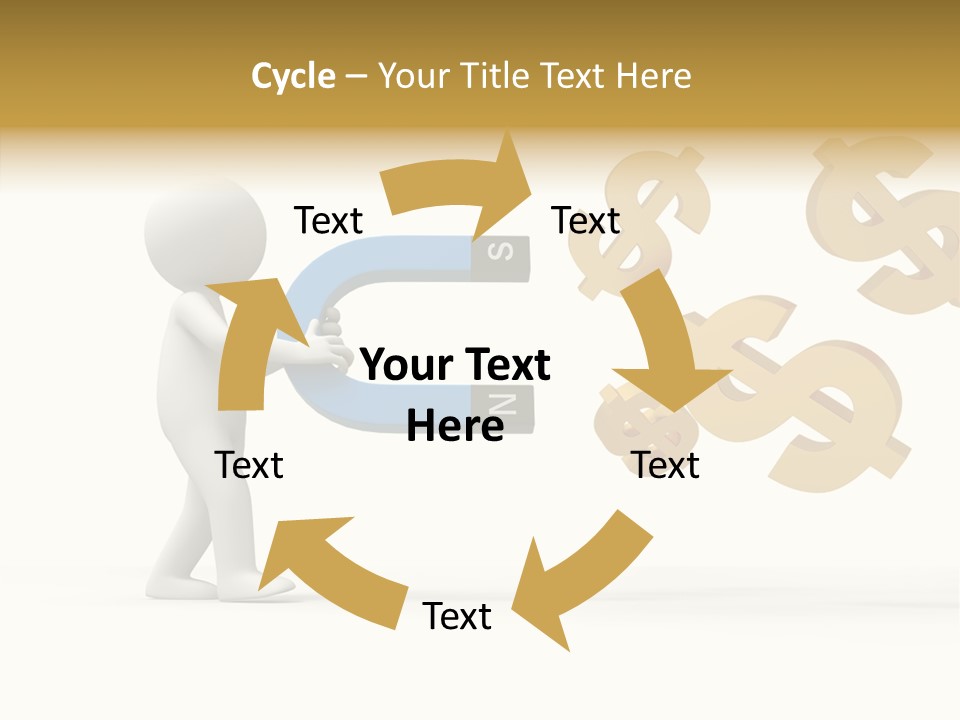 A Person Pushing A Magnet With Dollar Signs Coming Out Of It PowerPoint Template