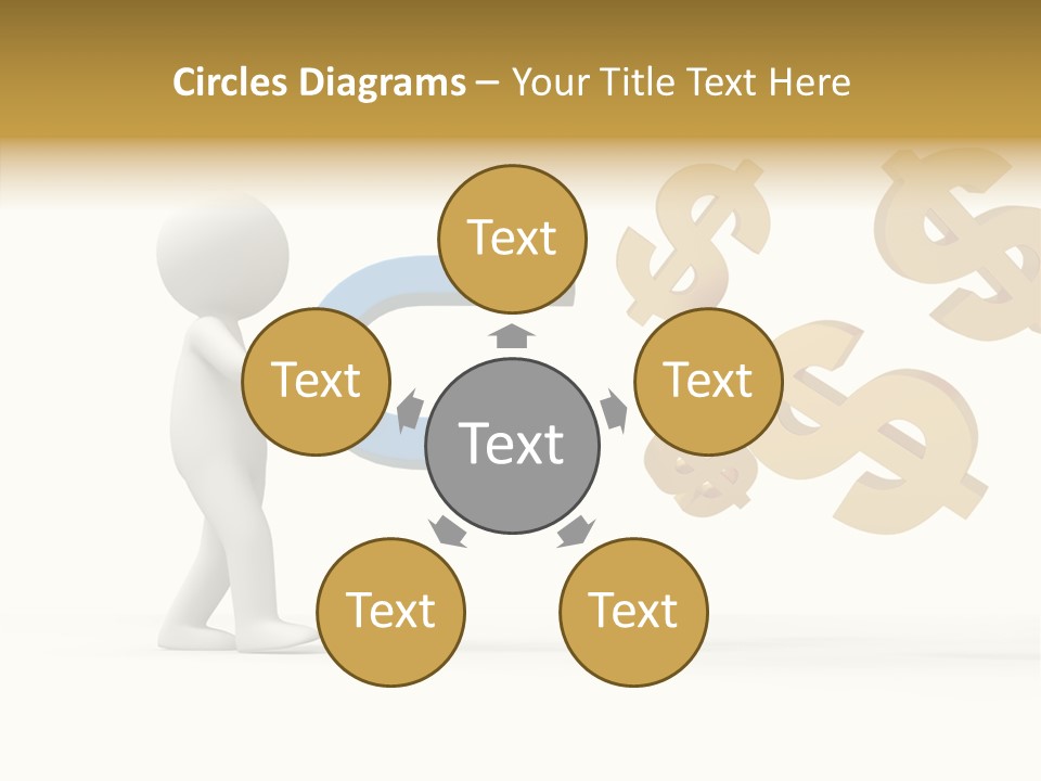 A Person Pushing A Magnet With Dollar Signs Coming Out Of It PowerPoint Template