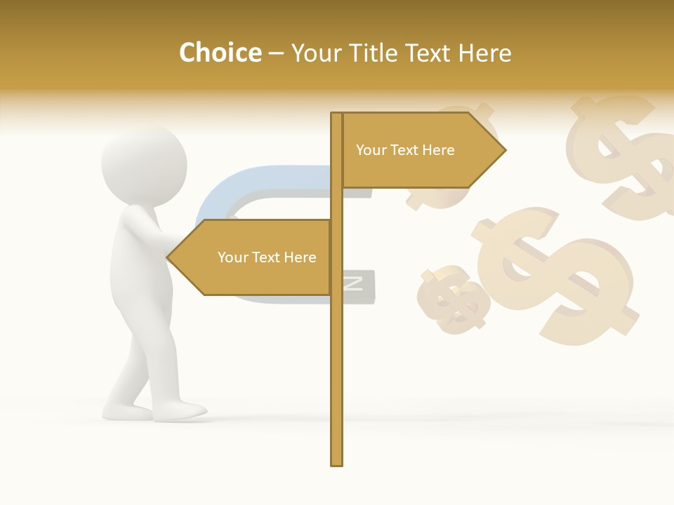 A Person Pushing A Magnet With Dollar Signs Coming Out Of It PowerPoint Template