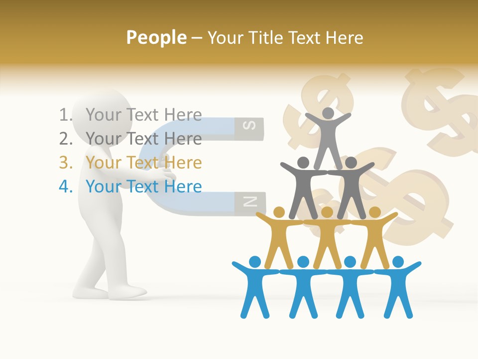 A Person Pushing A Magnet With Dollar Signs Coming Out Of It PowerPoint Template