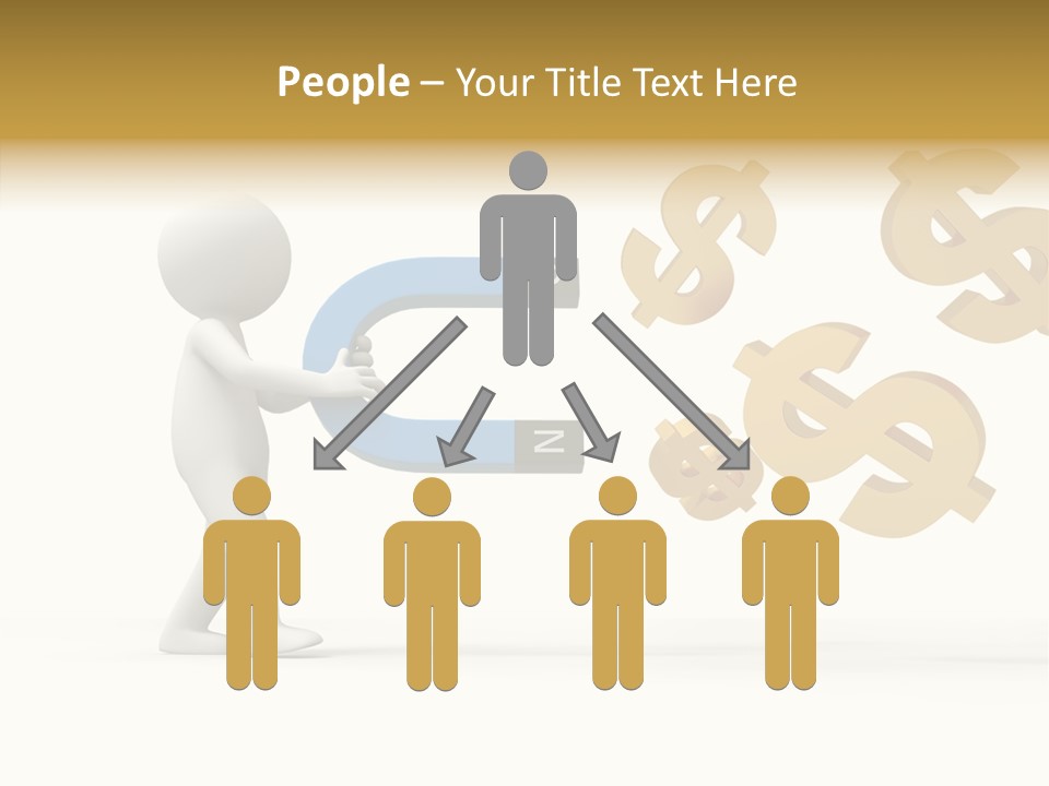 A Person Pushing A Magnet With Dollar Signs Coming Out Of It PowerPoint Template