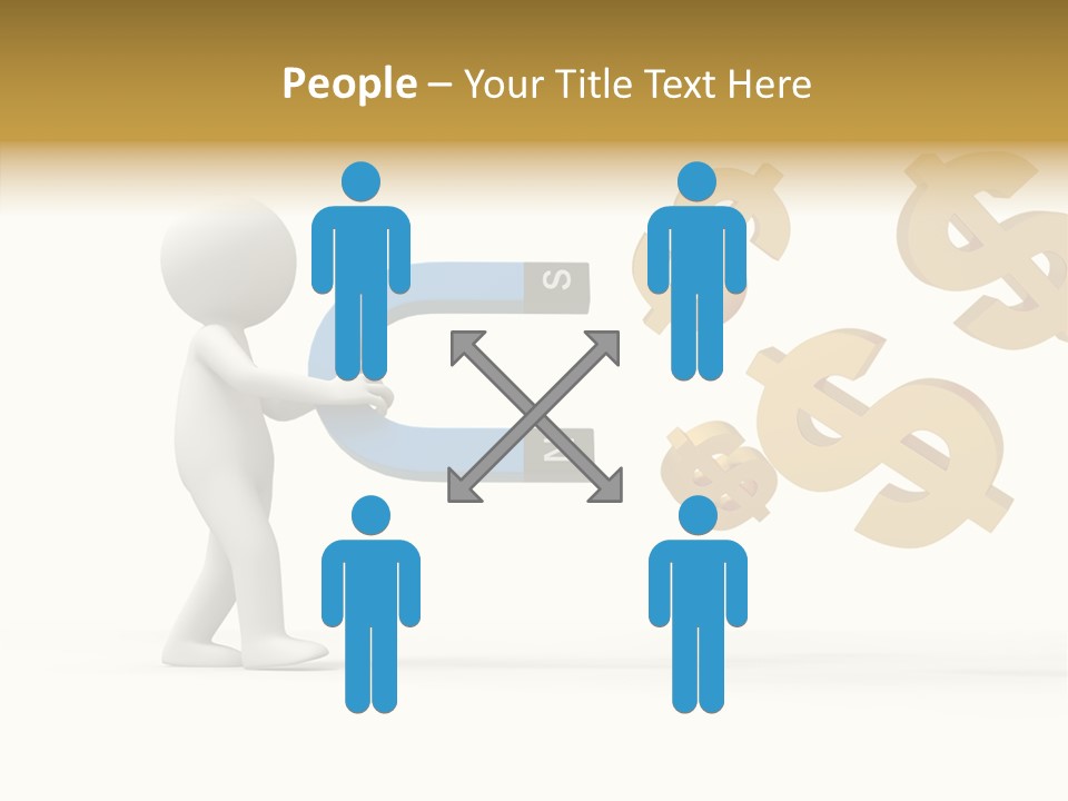 A Person Pushing A Magnet With Dollar Signs Coming Out Of It PowerPoint Template