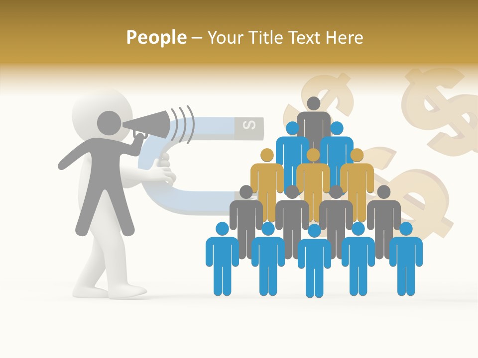 A Person Pushing A Magnet With Dollar Signs Coming Out Of It PowerPoint Template