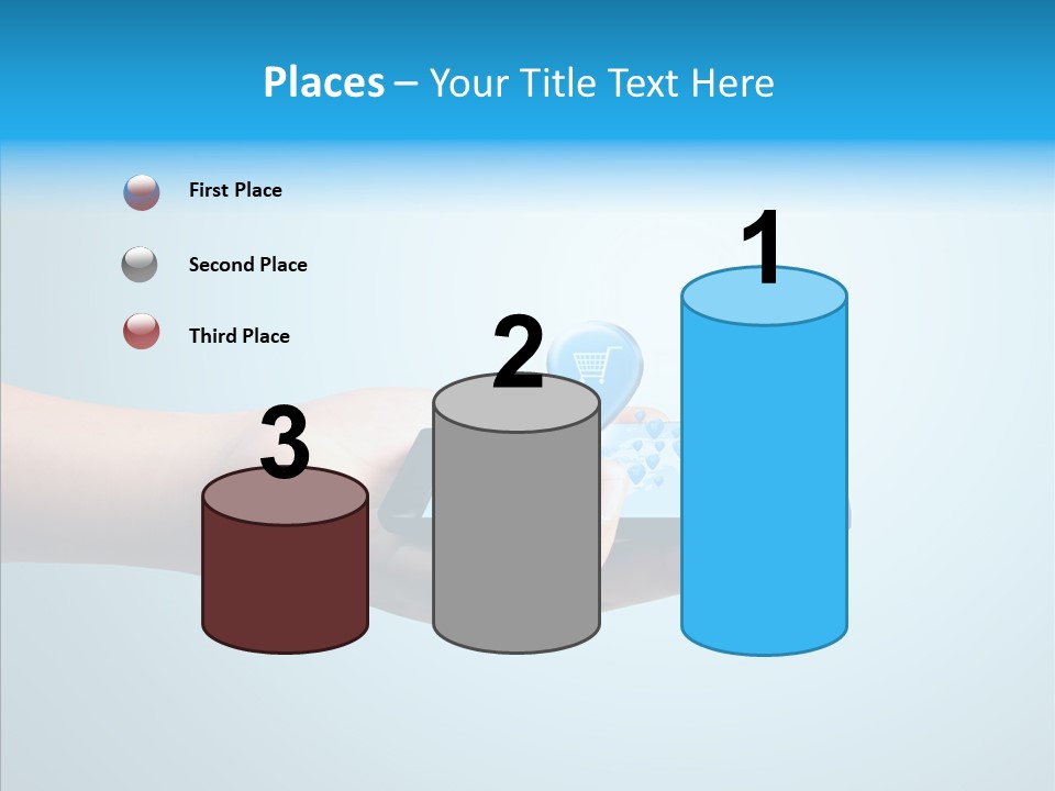 A Person Holding A Cell Phone With A Shopping Cart On It PowerPoint Template