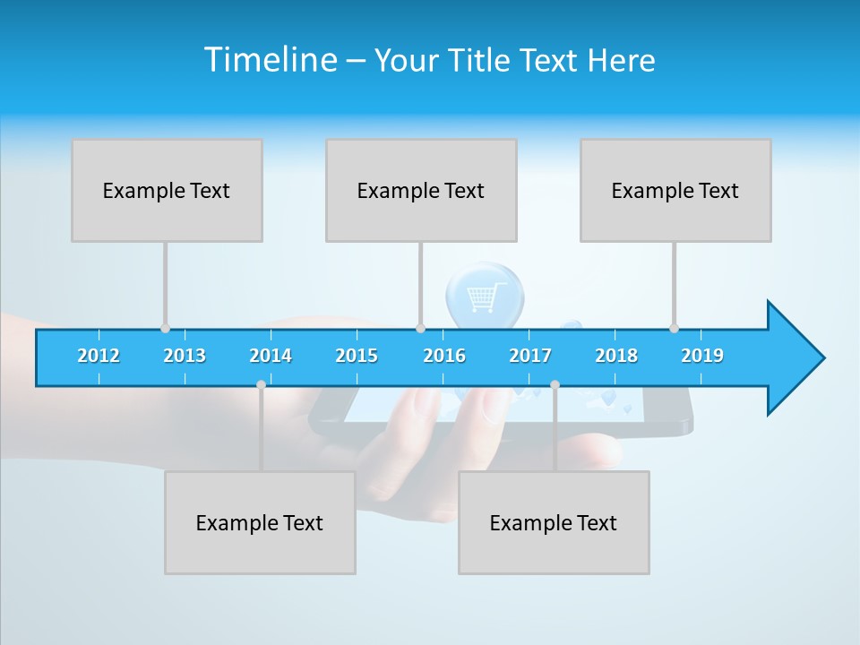 A Person Holding A Cell Phone With A Shopping Cart On It PowerPoint Template