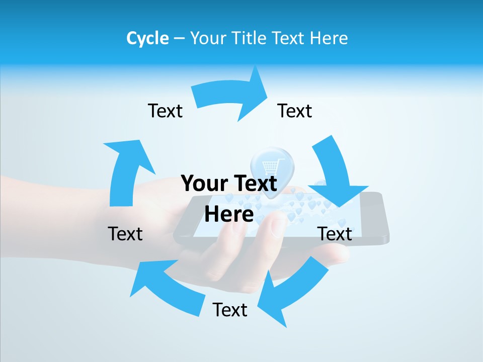 A Person Holding A Cell Phone With A Shopping Cart On It PowerPoint Template