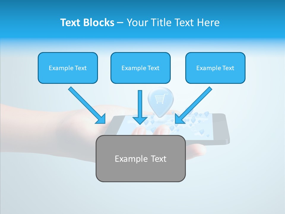 A Person Holding A Cell Phone With A Shopping Cart On It PowerPoint Template