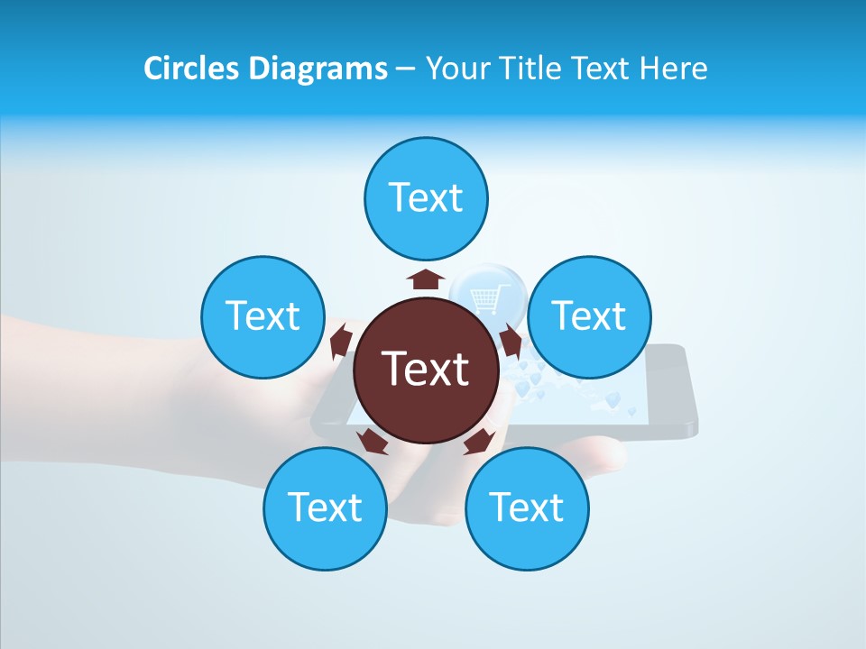 A Person Holding A Cell Phone With A Shopping Cart On It PowerPoint Template