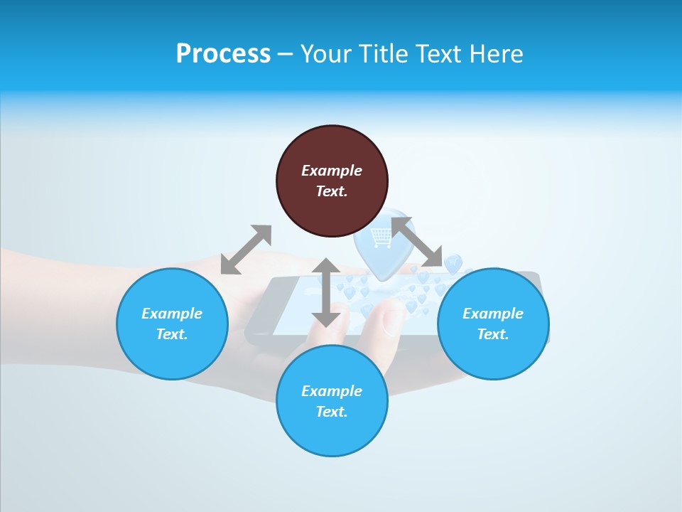 A Person Holding A Cell Phone With A Shopping Cart On It PowerPoint Template
