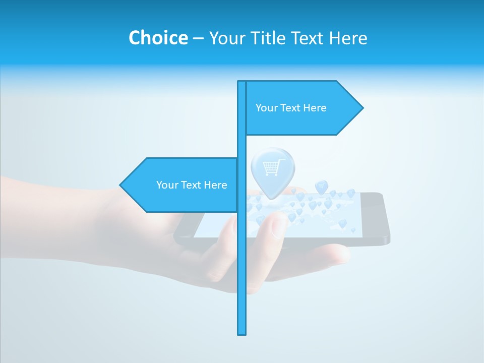 A Person Holding A Cell Phone With A Shopping Cart On It PowerPoint Template