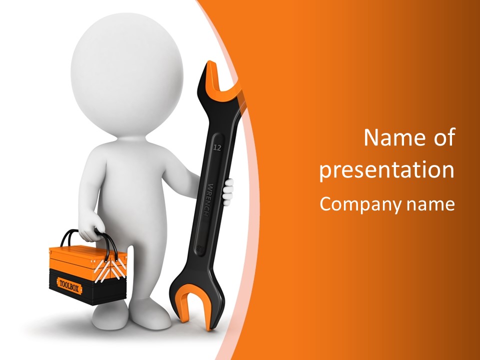 A Person Holding A Wrench And Tool Powerpoint Presentation PowerPoint Template