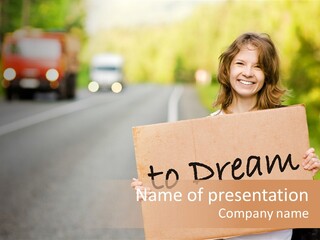 Voyage Woman Roadside PowerPoint Template