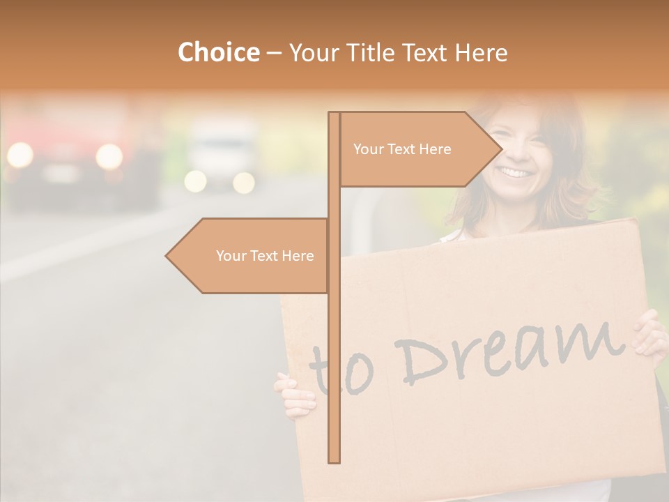 Voyage Woman Roadside PowerPoint Template