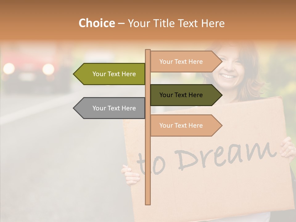 Voyage Woman Roadside PowerPoint Template