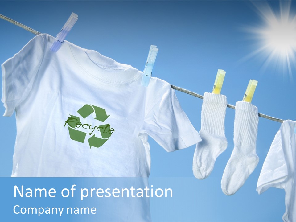 Peg Recycling Blue PowerPoint Template