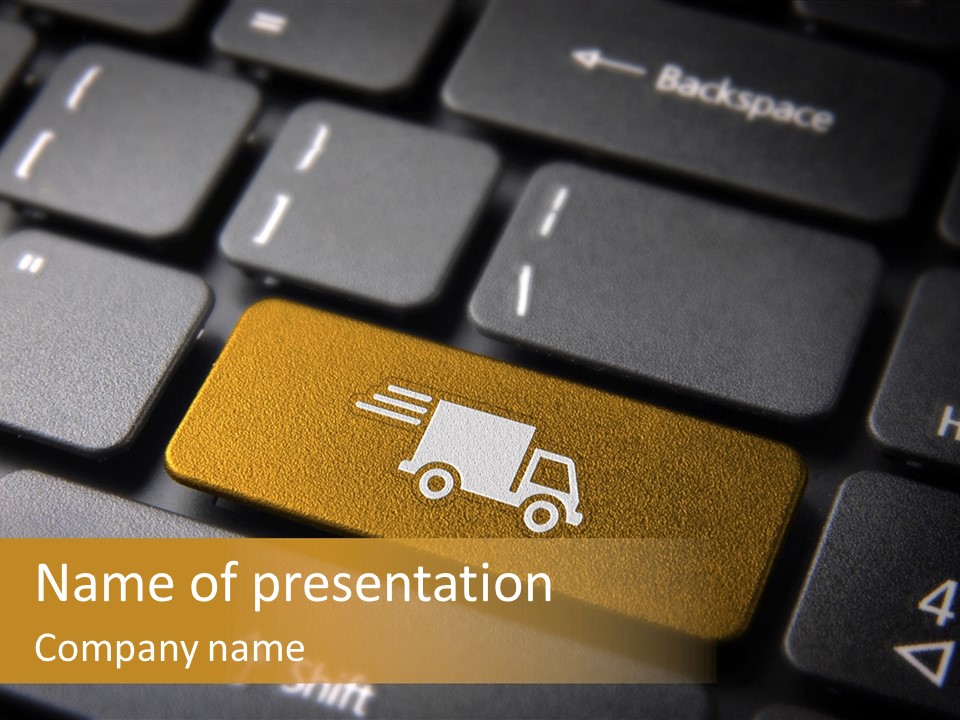 Mobile Global Van PowerPoint Template