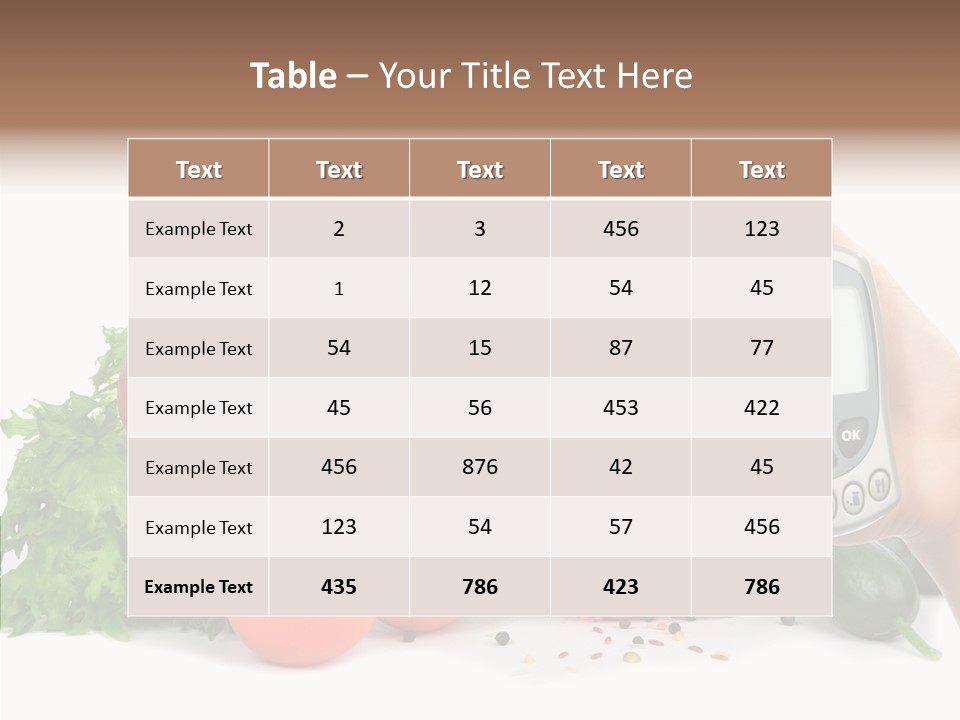 Vegetablesl Test Measure PowerPoint Template