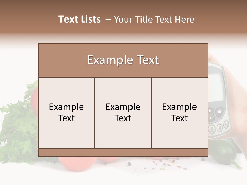 Vegetablesl Test Measure PowerPoint Template