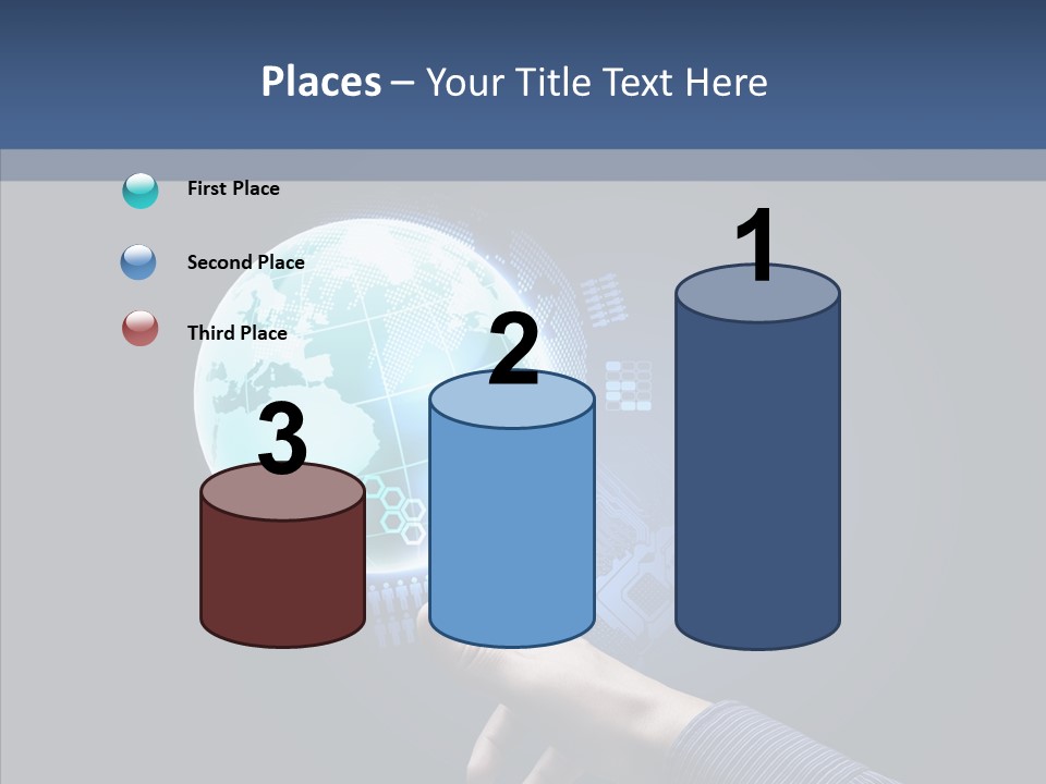 Continents Map Blue PowerPoint Template