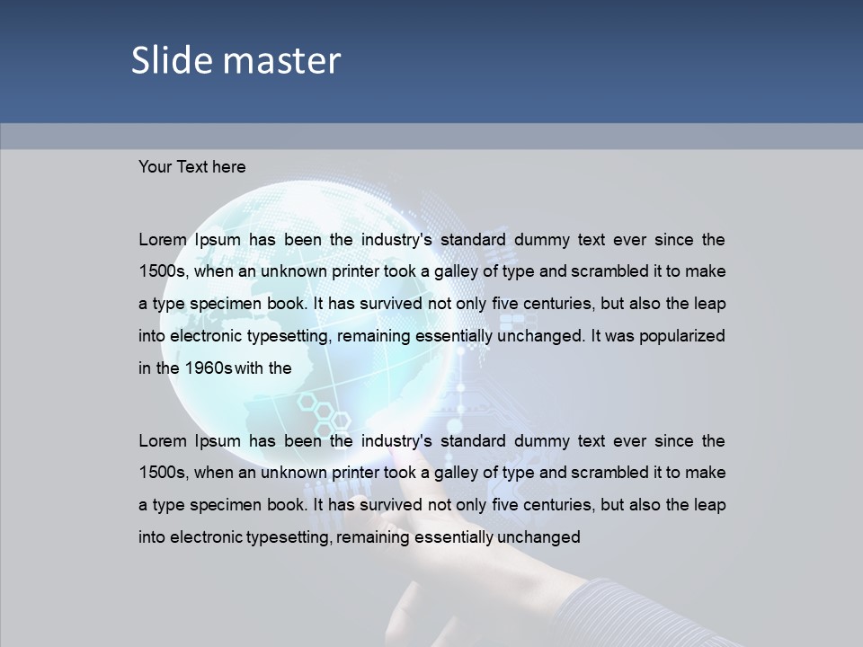Continents Map Blue PowerPoint Template