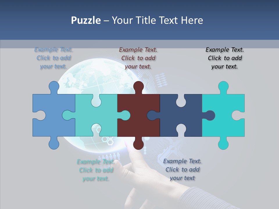 Continents Map Blue PowerPoint Template