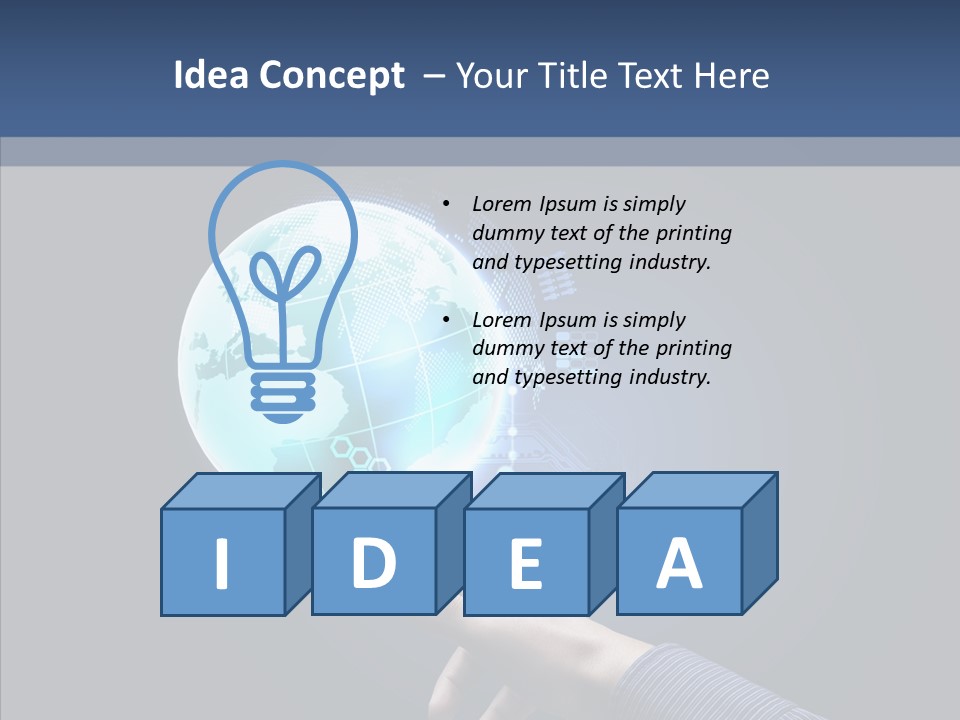 Continents Map Blue PowerPoint Template